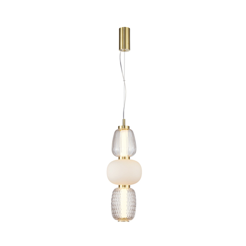 Kontrollera Pendellampa Italux LED glas guld 17 cm PND-98374-28W-GD