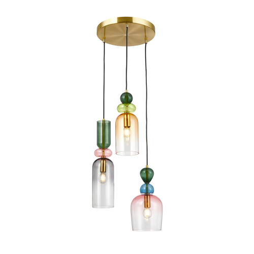 Kontrollera Italux Manso pendellampa 3-ljus E14 gyllene glas PND-37462-3A-MC-GD