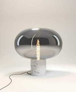 Bordslampa Max Light Moonstone T0055 rökt glas vit marmor 45 cm small 0