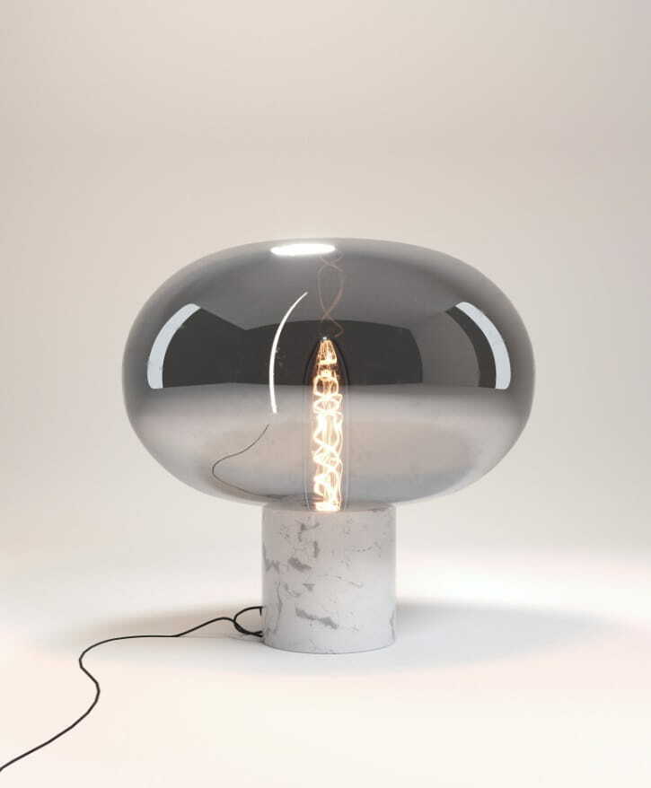Bordslampa Max Light Moonstone T0055 rökt glas vit marmor 45 cm