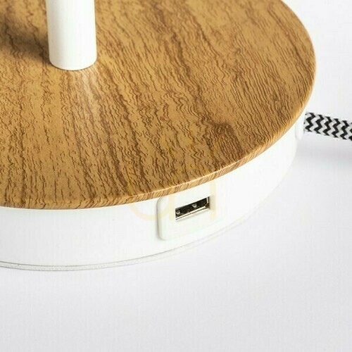 Kontrollera Keith/Ambitus Bordslampa 30 Med Usb Polycotton Vit/Bok 230 V Led E27 11 W.