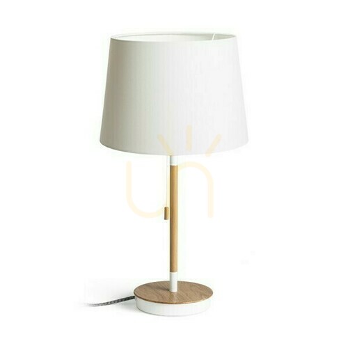 Kontrollera Keith/Ambitus Bordslampa 30 Med Usb Polycotton Vit/Bok 230 V Led E27 11 W.
