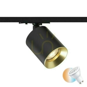 Rendl DARIO R13871 spotlight för enfasskena, svart / borstad mässing, GU10 small 0