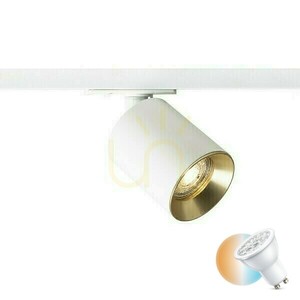 Rendl DARIO R13870 spotlight för 1-fasskena, vit / borstad mässing, GU10 small 0