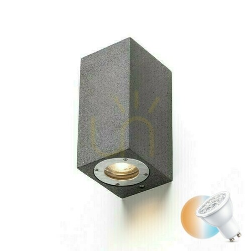 Kontrollera Kane Ii vägglampa för utomhusbruk Betong/Dekoration Mörk granit 230 V Led Gu10 2x5 W Ip65