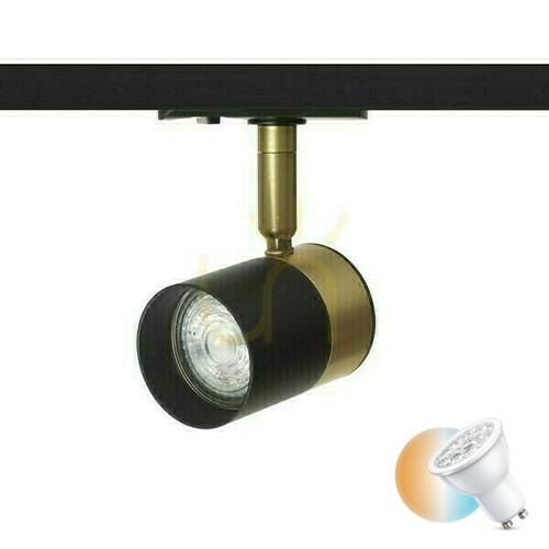 Kontrollera Lala Spotlight för 1 fas. Rails Svart Mässing 230 V Gu10 50 W.