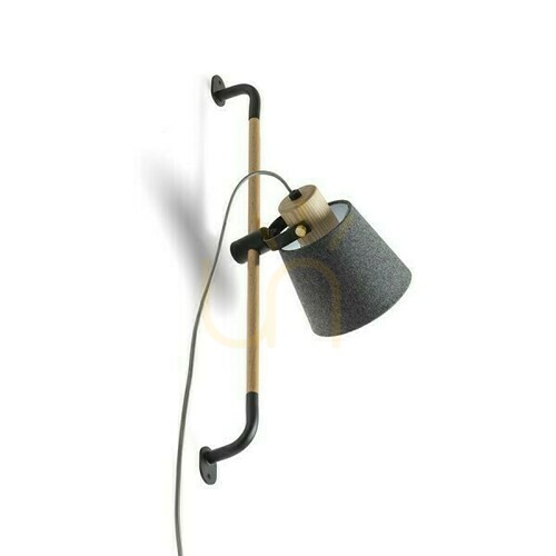 Kontrollera Vägglampa Choupette Justerbar GråSvart Textil/Lumber 230 V E27 15 W.