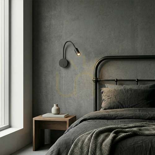 Kontrollera Rendl VALE R13648 svart LED-läslampa för vägg 3 W 3000 K med flexibel arm