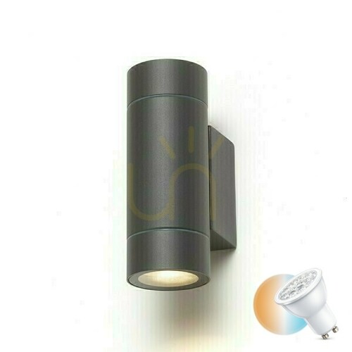 Kontrollera Utomhus vägglampa Mizzi New Ii vägglampa Antracit 230 V Gu10 2x35 W Ip65