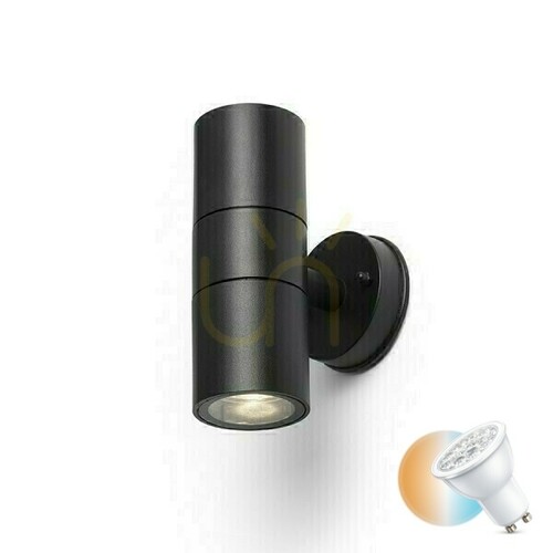 Kontrollera Utomhus vägglampa Sorano Ii Svart Plast 230 V Led Gu10 2x8 W Ip44