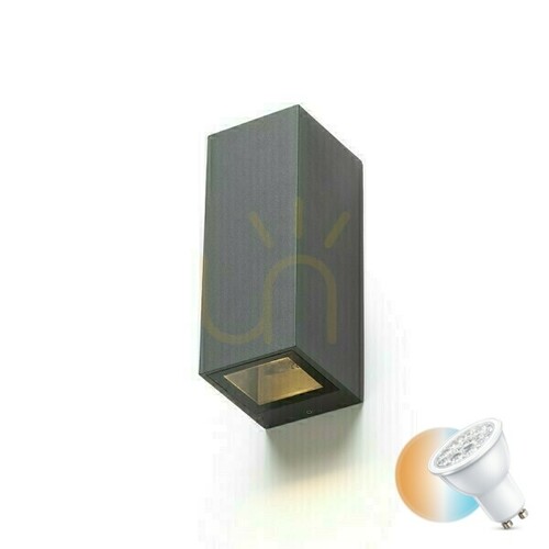 Kontrollera Utomhus vägglampa Desmond Ii vägglampa Antracit 230 V Gu10 2x35 W Ip44