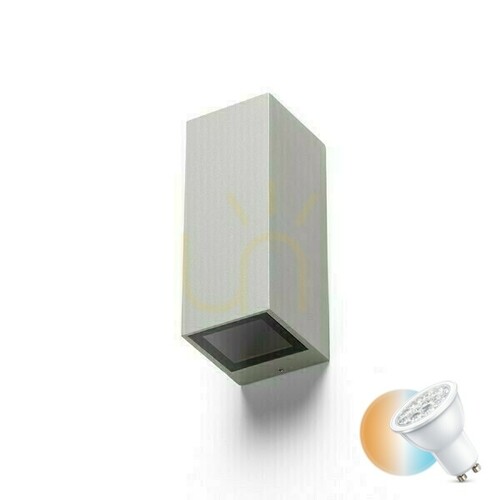 Kontrollera Utomhus vägglampa Desmond Ii vägglampa Silver Grey 230 V Gu10 2x35 W Ip44