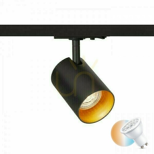 Kontrollera Connor Spotlight för 1-fas svart/guld skena 230 V Led Gu10 10 Watt.