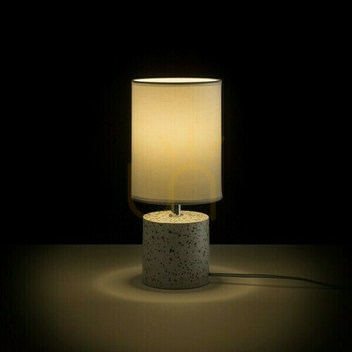 Kontrollera Camino Bordslampa med Lampskärm Vit Dekor Teraco 230 V E27 28 W.