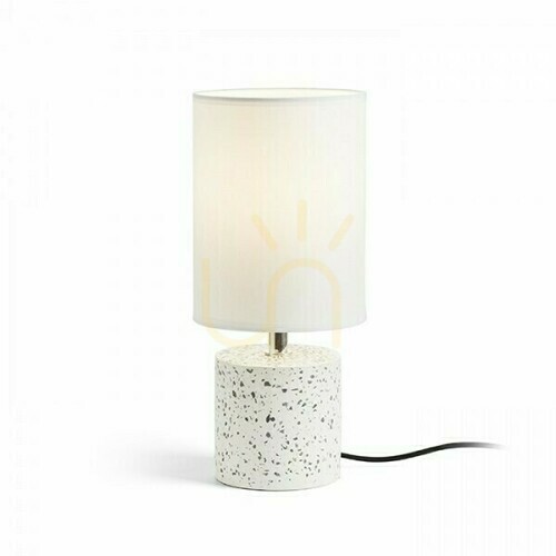 Kontrollera Camino Bordslampa med Lampskärm Vit Dekor Teraco 230 V E27 28 W.