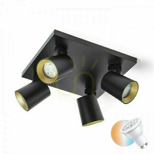 Kontrollera Kenny Iv Taklampa för utanpåliggande montering Svart/Guld 230 V Gu10 4x35 W.