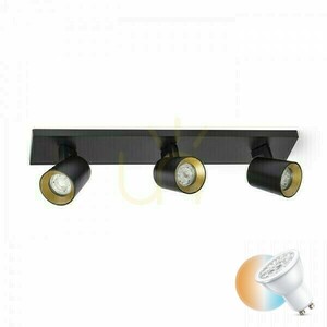 Kenny Iii Svart/Guld Utanpåliggande lampa 230 V Gu10 3x35 Watt. small 0
