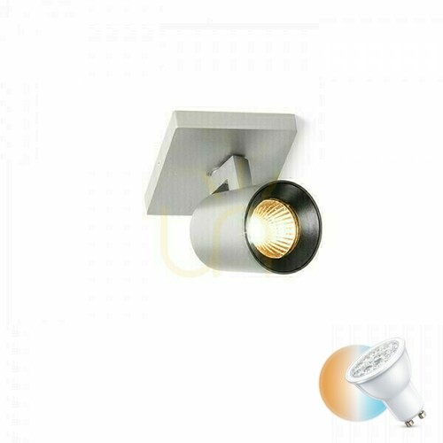 Kontrollera Kenny I Borstad aluminium/svart utanpåliggande lampa 230 V Gu10 35 Watt.