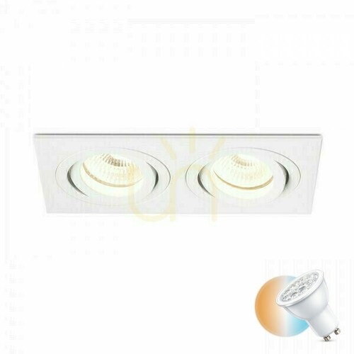 Kontrollera Pasadena Gu10 Sq Ii Infälld takarmatur Vit 230 V 2x50 W.