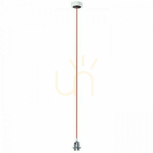 Kontrollera Rendl HEX R11929 E27 pendelupphäng för lampskärm, vitt med röd sladd