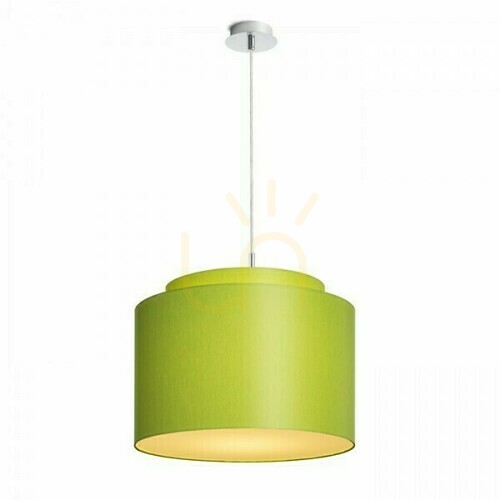 Kontrollera Rendl DOUBLE 40/30 lampskärm R11563, limegrön chintz, vit PVC, Ø40 cm
