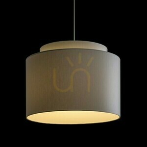 Lampskärm, dubbel 40/30 Chintz Ljusgrå/Vit Pvc Max lampskärm. 23 W small 3