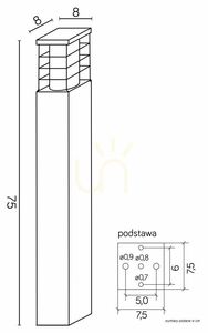 Utomhus pollare SU-MA RADO II 1 DG mörkgrå 75 cm small 4