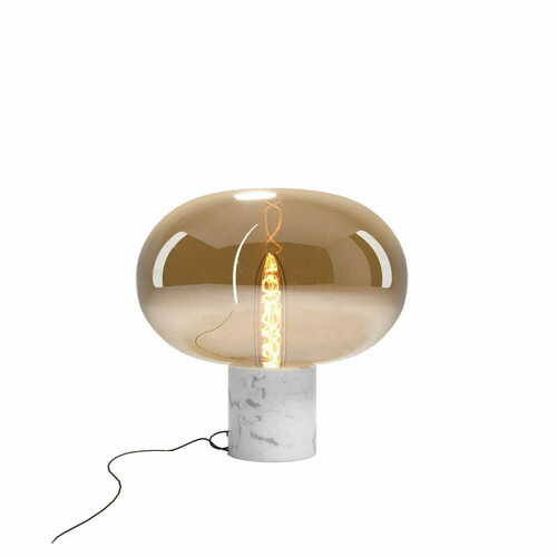 Kontrollera Bordslampa Max Light Moonstone T0056 bärnstensglas vit marmor 45 cm