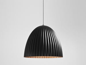 PLISSART L pendellampa - svart/koppar small 0