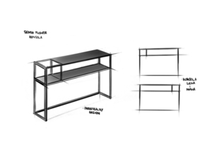 RTV-bord SENSO FLOWER METAL 170x45 P - svart small 5