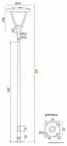 Utomhuspollare SU-MA MARS MLS-LB-22A 4000K mörk ask 318 cm small 3