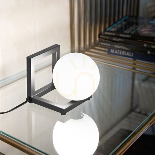 Kontrollera Bordslampa Ideallux ANGOLO TL1 Nero svart aluminium glas 12 cm 284316