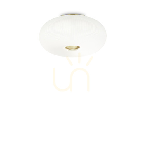 Kontrollera Plafond Ideallux Arizona PL3 vit glas 40 cm 214504