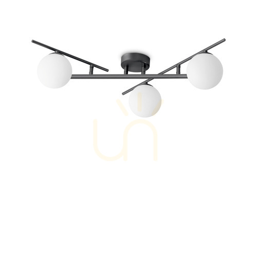 Kontrollera Plafond Ideallux Atlas PL3 Nero svart 3xG9 50 cm 311357