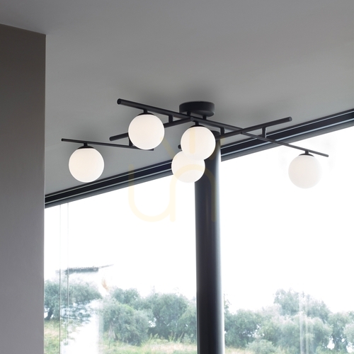 Kontrollera Plafond Ideallux Atlas PL5 Nero svart 328218