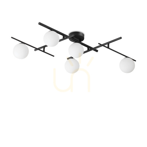 Kontrollera Plafond Ideallux Atlas PL5 Nero svart 328218