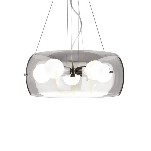 Kontrollera Hänglampa Ideallux Audi-10 SP5 Fumé 5-ljus krom glas 103983