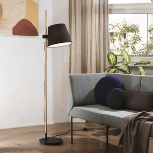 Stående lampa Ideallux AXEL PT1 NERO svart trä/tyg E27 168 cm 282084 small 1