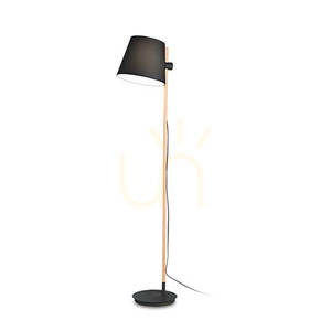 Stående lampa Ideallux AXEL PT1 NERO svart trä/tyg E27 168 cm 282084 small 0