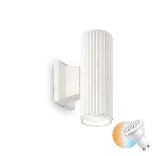 Kontrollera Utomhus vägglampa Ideallux BASE AP2 vit GU10 2-ljus 129457