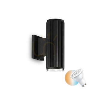 Utomhusvägglampa Ideallux BASE AP2 Nero svart GU10 2-ljus 129433 small 0