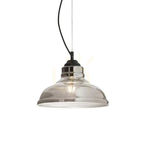 Kontrollera Taklampa Ideallux Bistro SP1 Plate Fumé glas metall 28 cm 112343