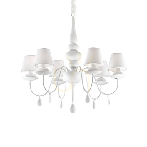 Kontrollera Taklampa Ideallux Blanche SP6 Bianco vit 6xE14 Ø78 cm 035581