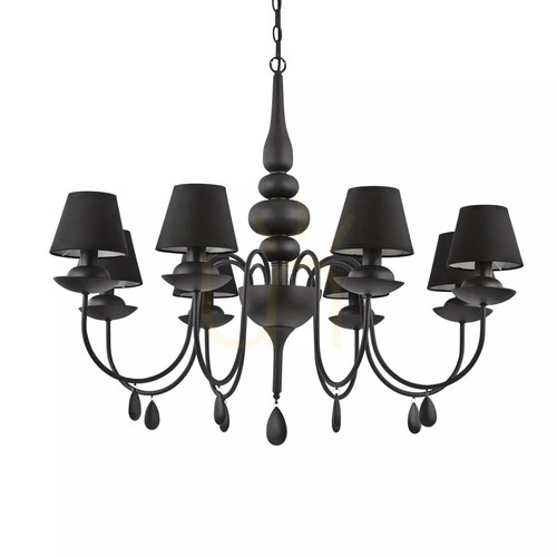 Kontrollera Taklampa Ideallux Blanche SP8 Nero svart 8xE14 111896