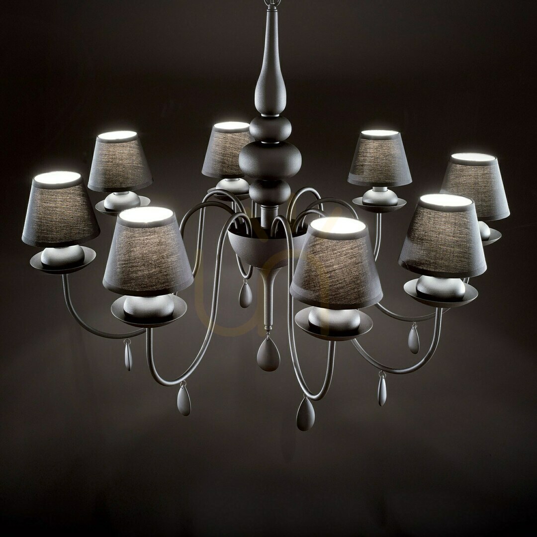 Display Taklampa Ideallux Blanche SP8 Nero svart 8xE14 111896 Taklampa Ideallux Blanche SP8 Nero svart 8xE14 111896