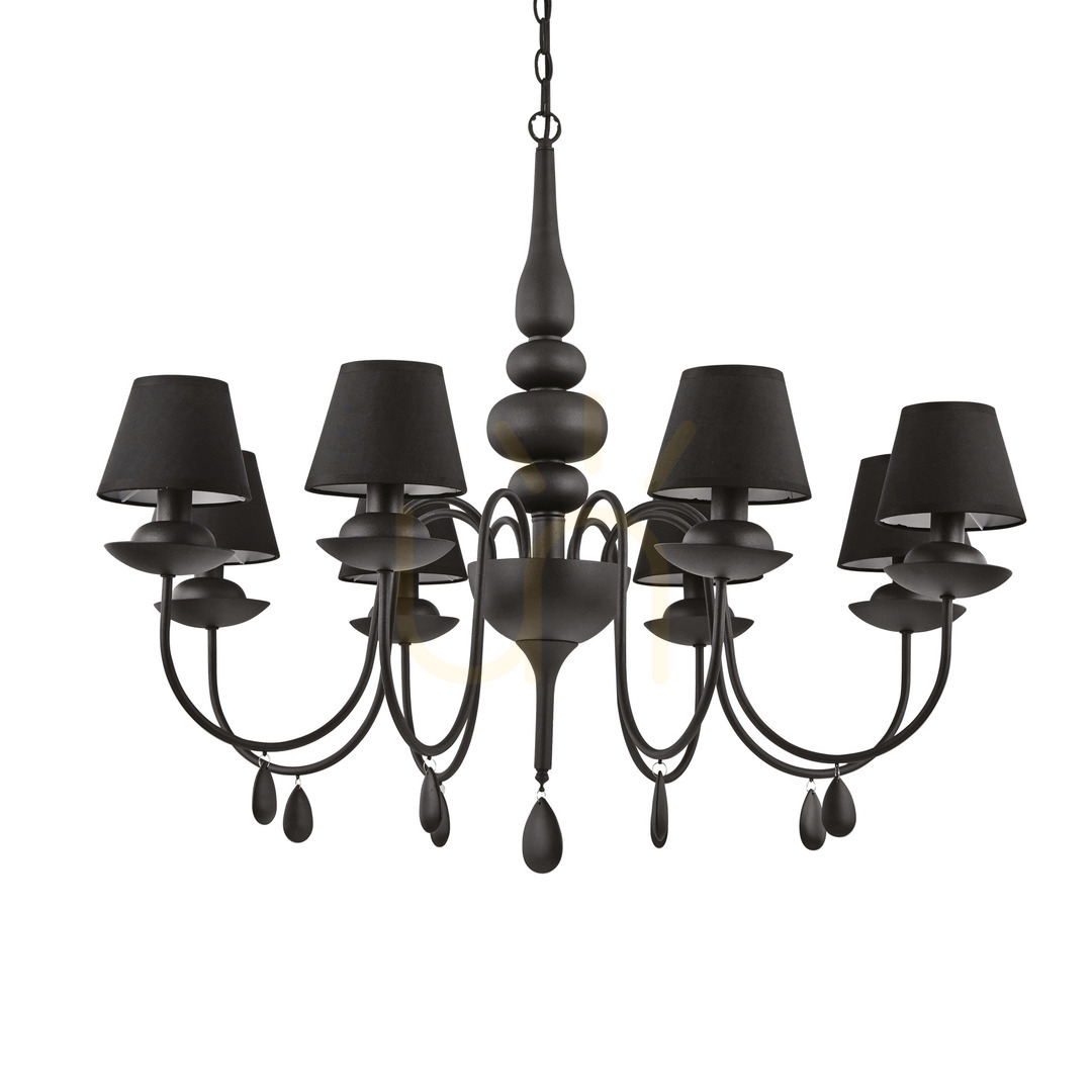 Kontrollera Taklampa Ideallux Blanche SP8 Nero svart 8xE14 111896 Taklampa Ideallux Blanche SP8 Nero svart 8xE14 111896