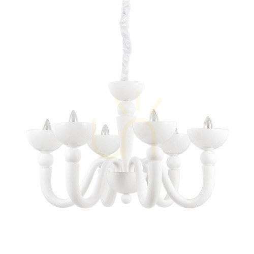 Kontrollera Pendellampa Ideallux Bon Bon SP6 Bianco vit 80 cm 093994
