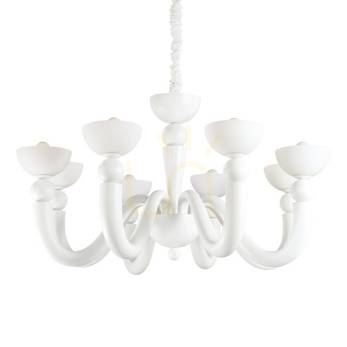 Kontrollera Taklampa Ideallux Bon Bon SP8 Bianco vit 8-ljus Ø95,5 cm 094007