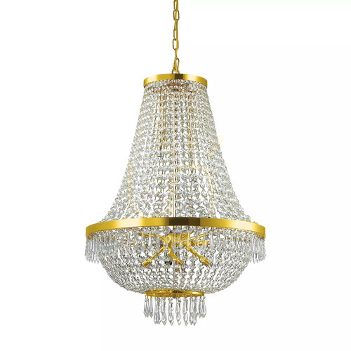 Kontrollera Taklampa Ideallux Caesar SP12 guld kristall 55 cm 114743