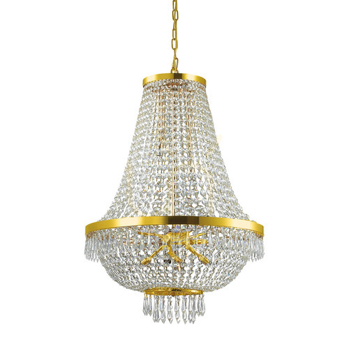 Kontrollera Taklampa Ideallux Caesar SP12 guld kristall 55 cm 114743